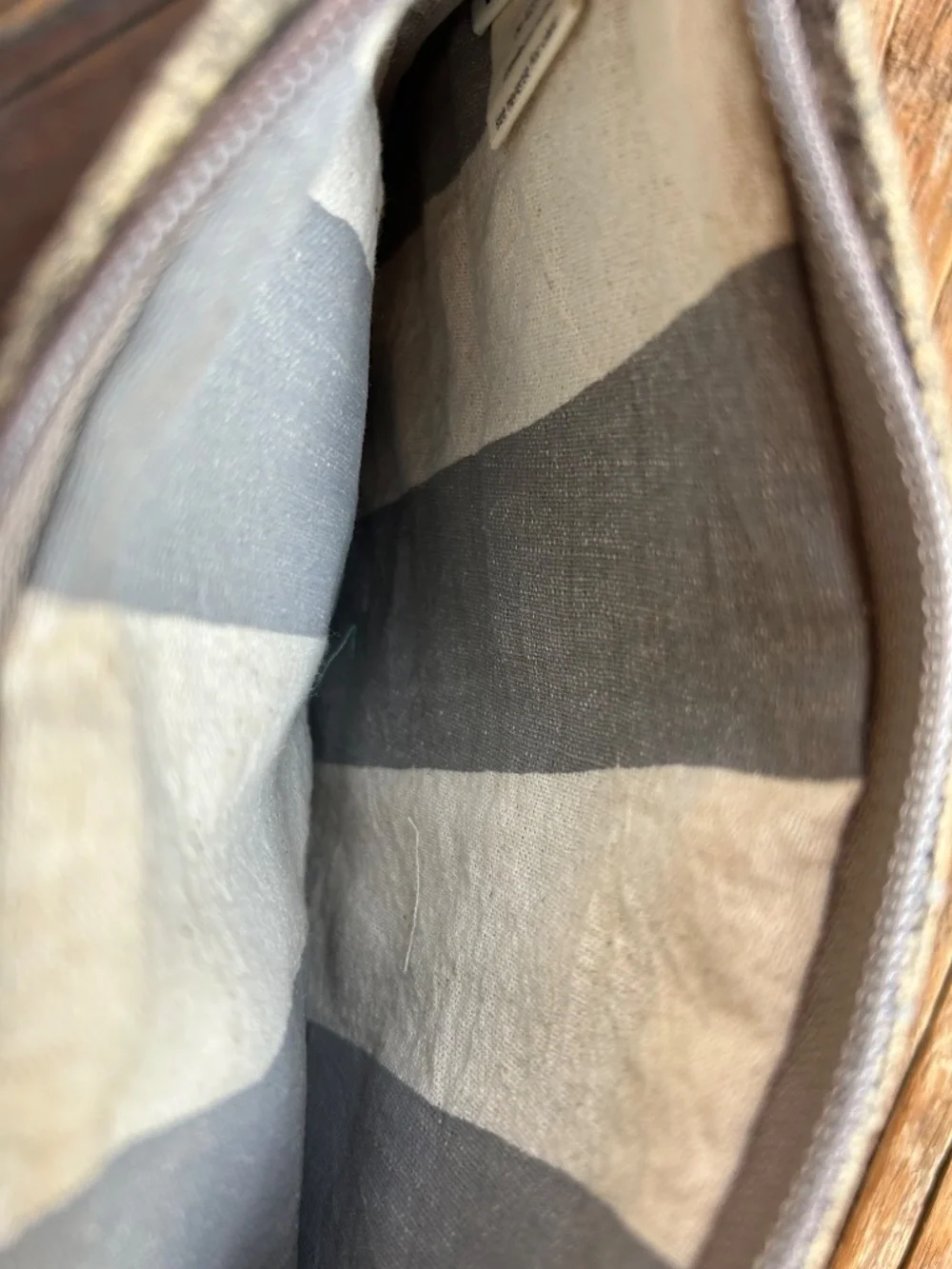 Washed aged linen pouch
